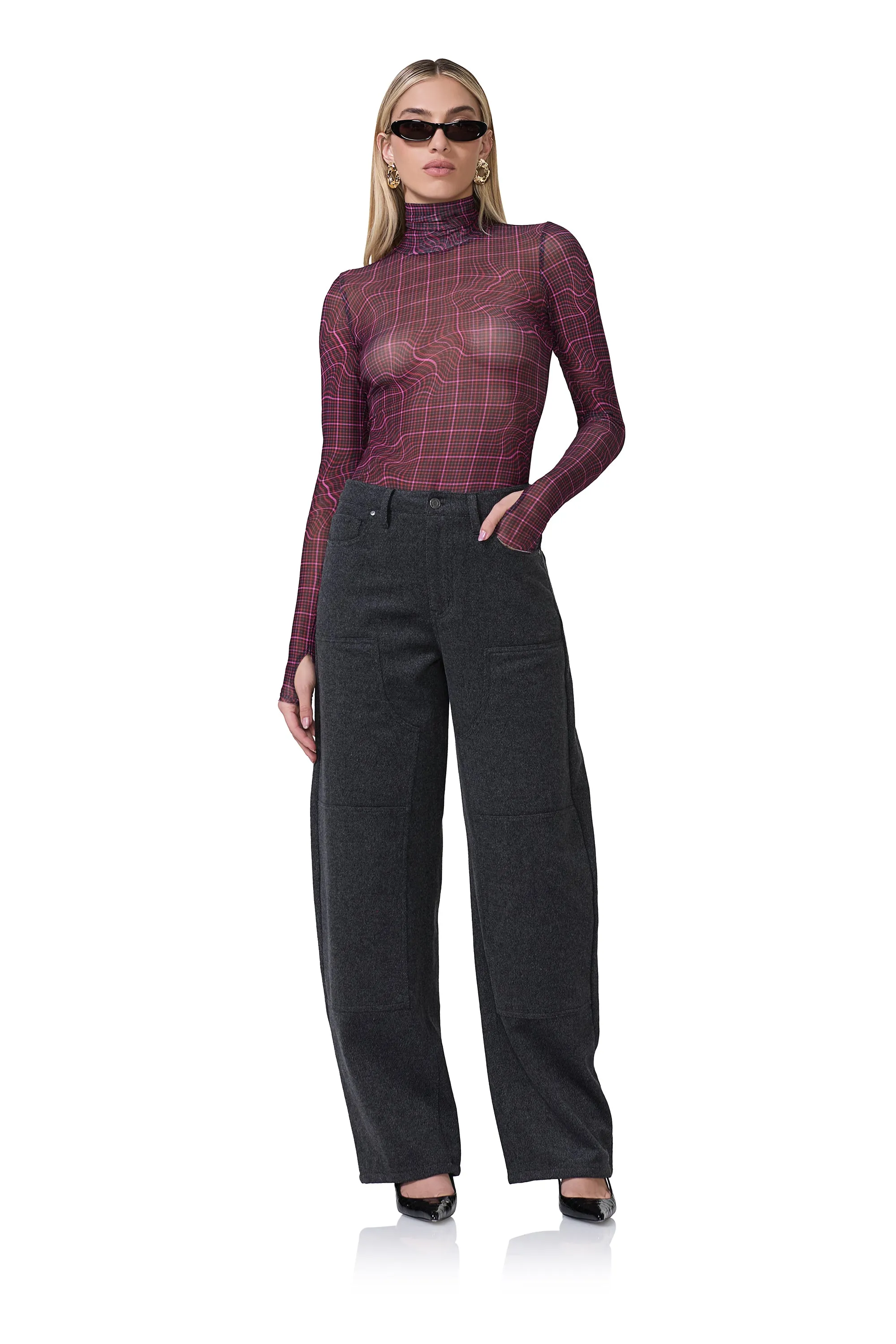 Brianna Barrel Pant - Grey Tweed sold by AFRM