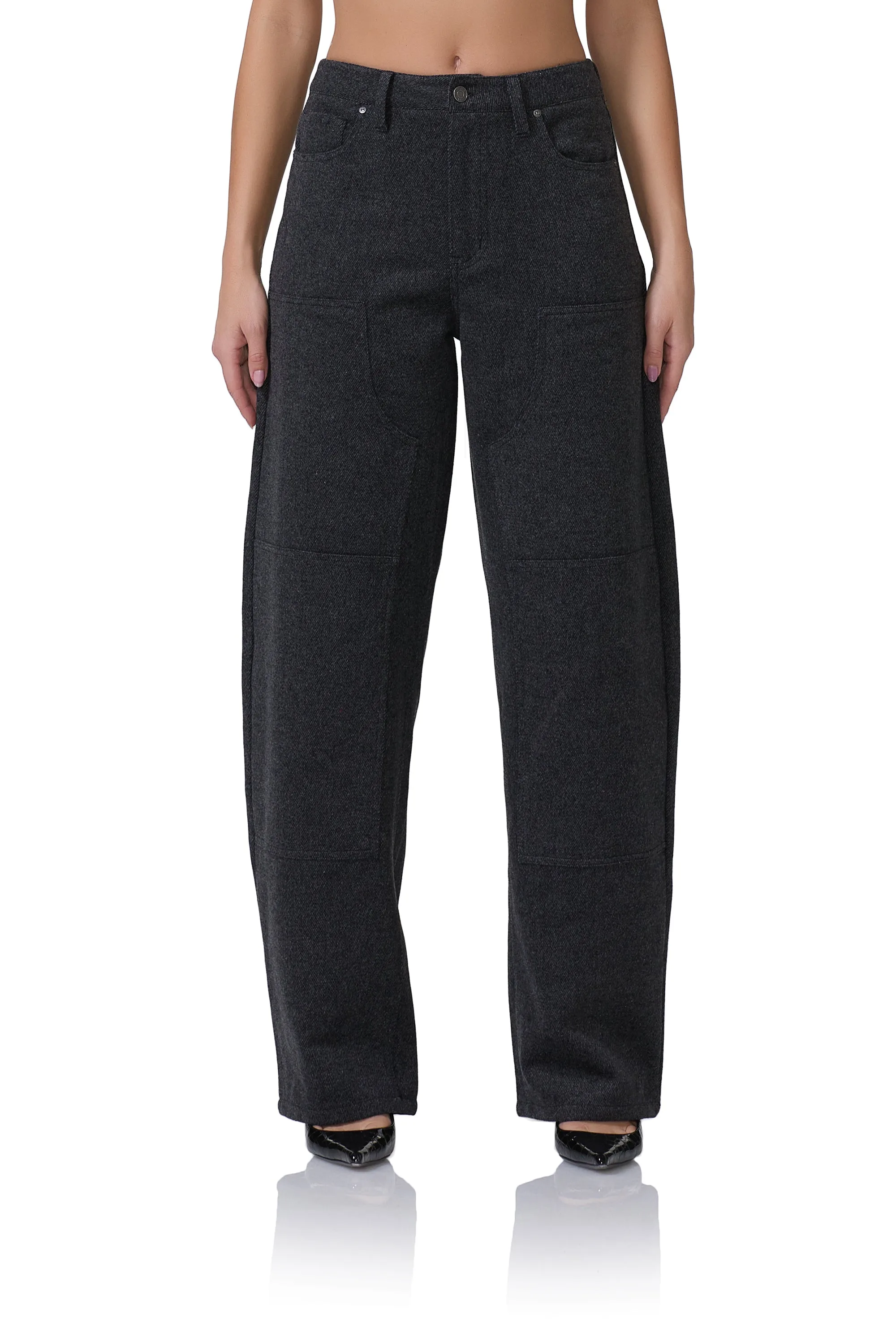 Brianna Barrel Pant - Grey Tweed sold by AFRM product image thumbnail 2