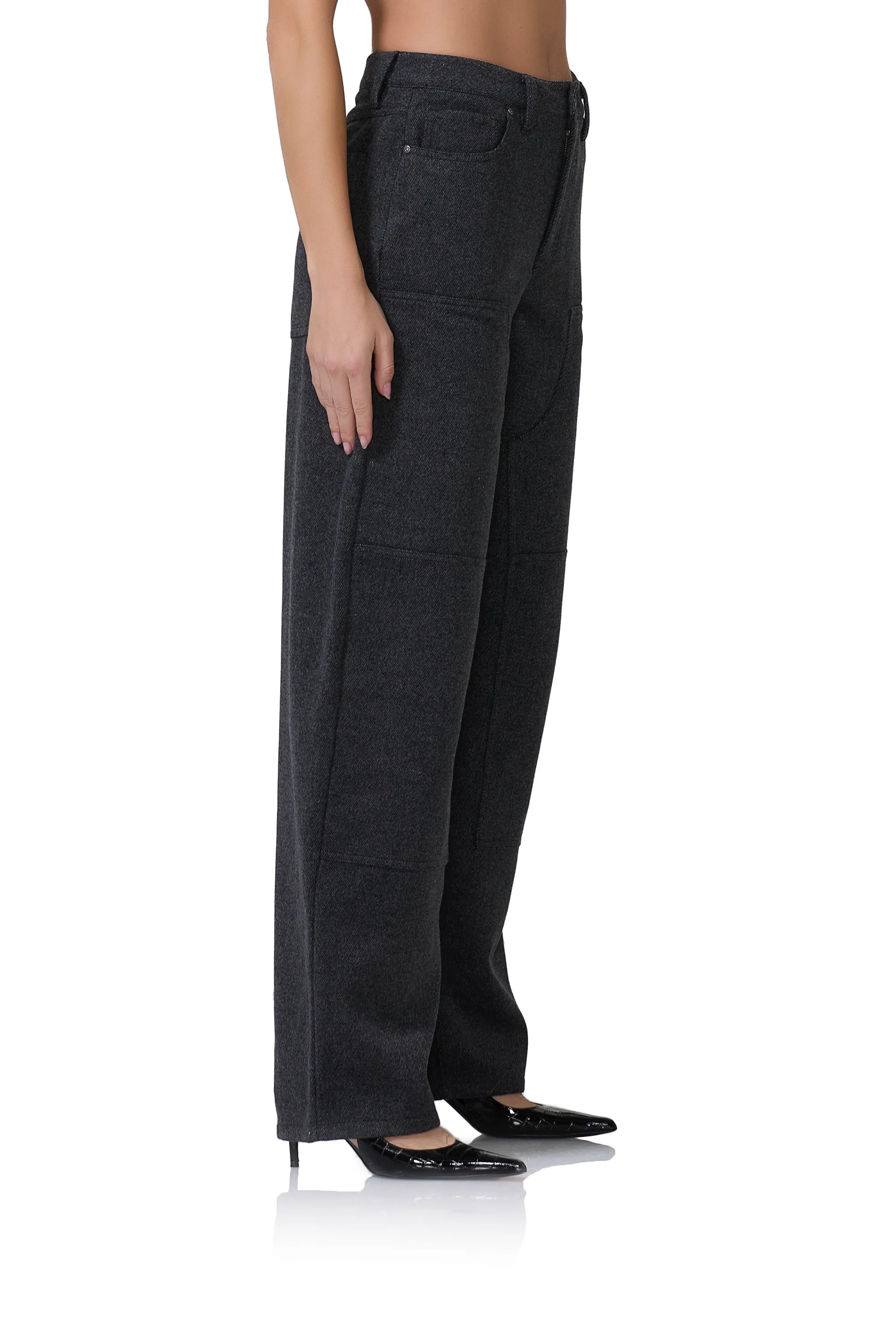 Brianna Barrel Pant - Grey Tweed sold by AFRM product image thumbnail 4