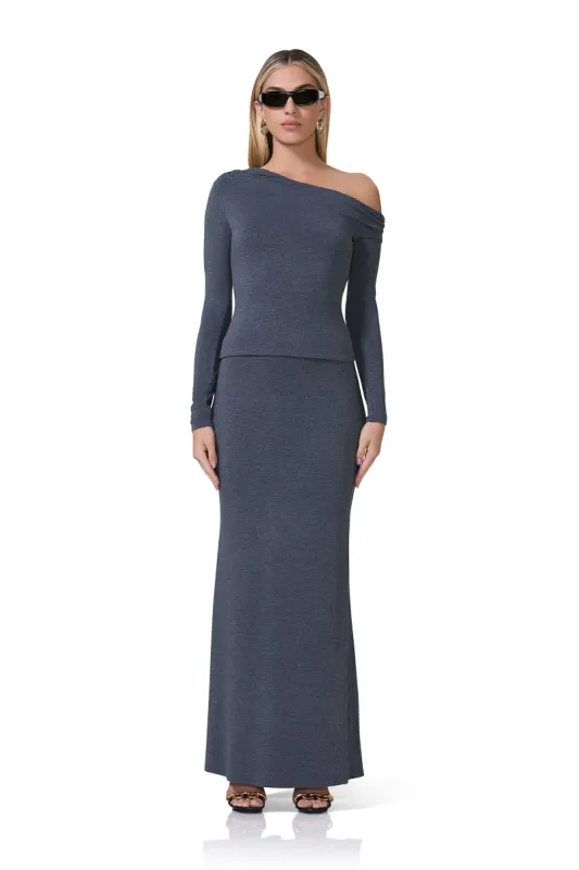 Amelia Maxi Skirt - Heather Charcoal sold by AFRM