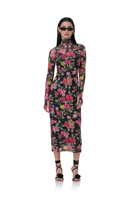 Shailene Dress - Wallpaper Rose sold by AFRM