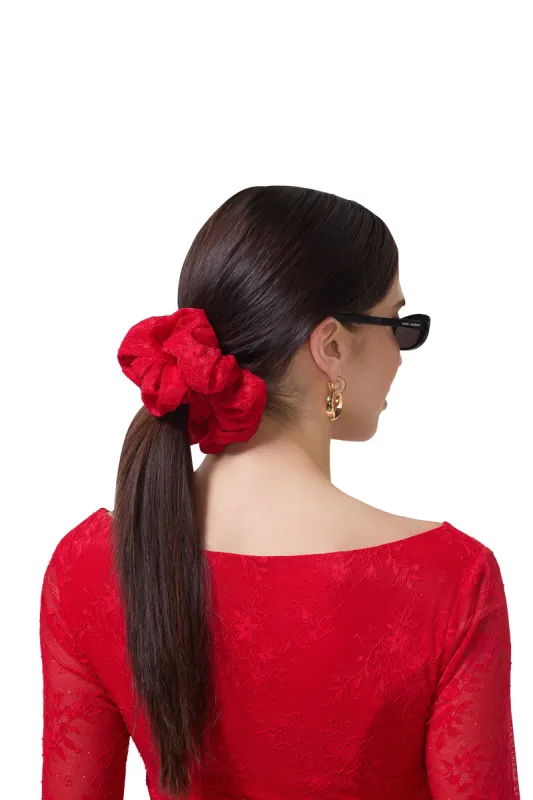 AFRM Oversized Lace Scrunchie - Risky Red sold by AFRM
