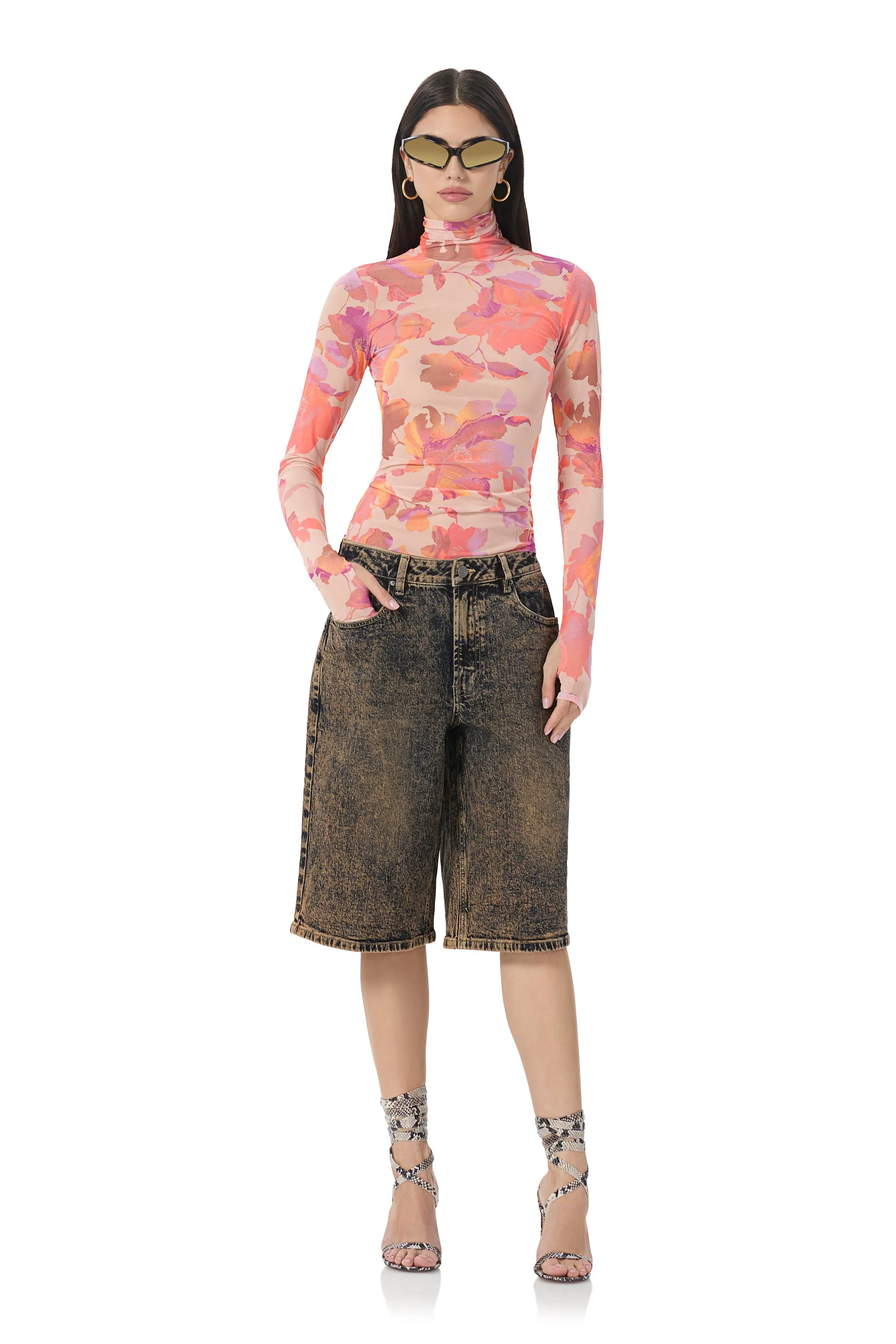 Zadie Top - Nude Marble Floral sold by AFRM