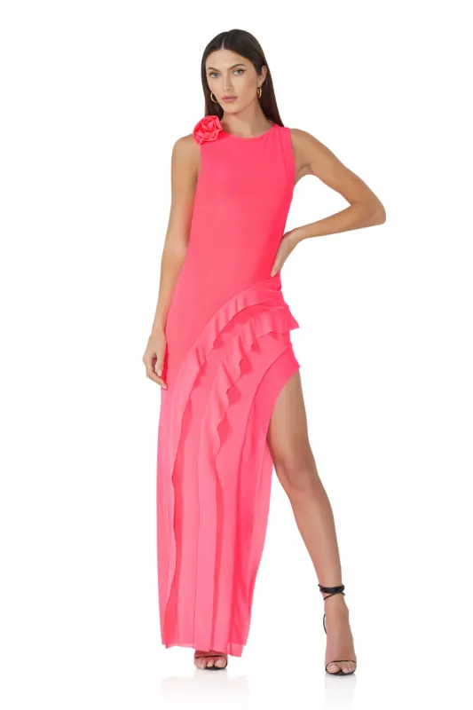 Airess Ruffle Maxi Dress - Knockout Pink sold by AFRM
