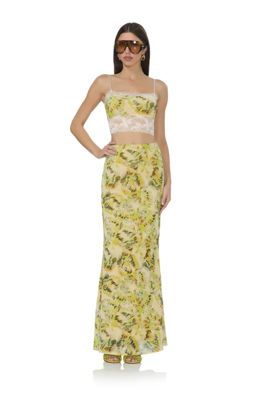 Tegan Maxi Skirt - Lime Wing sold by AFRM