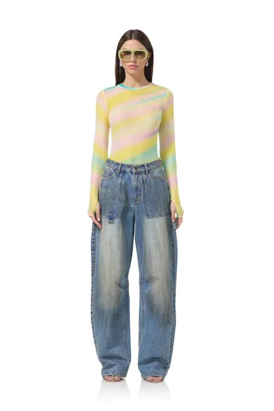 Kaylee Top - Rainbow Stripe sold by AFRM