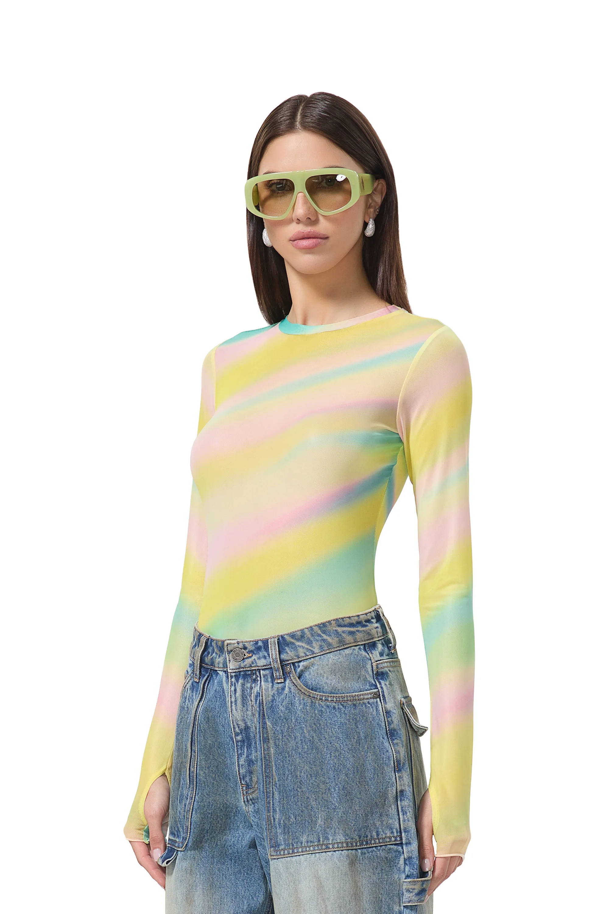Kaylee Top - Rainbow Stripe sold by AFRM product image thumbnail 3