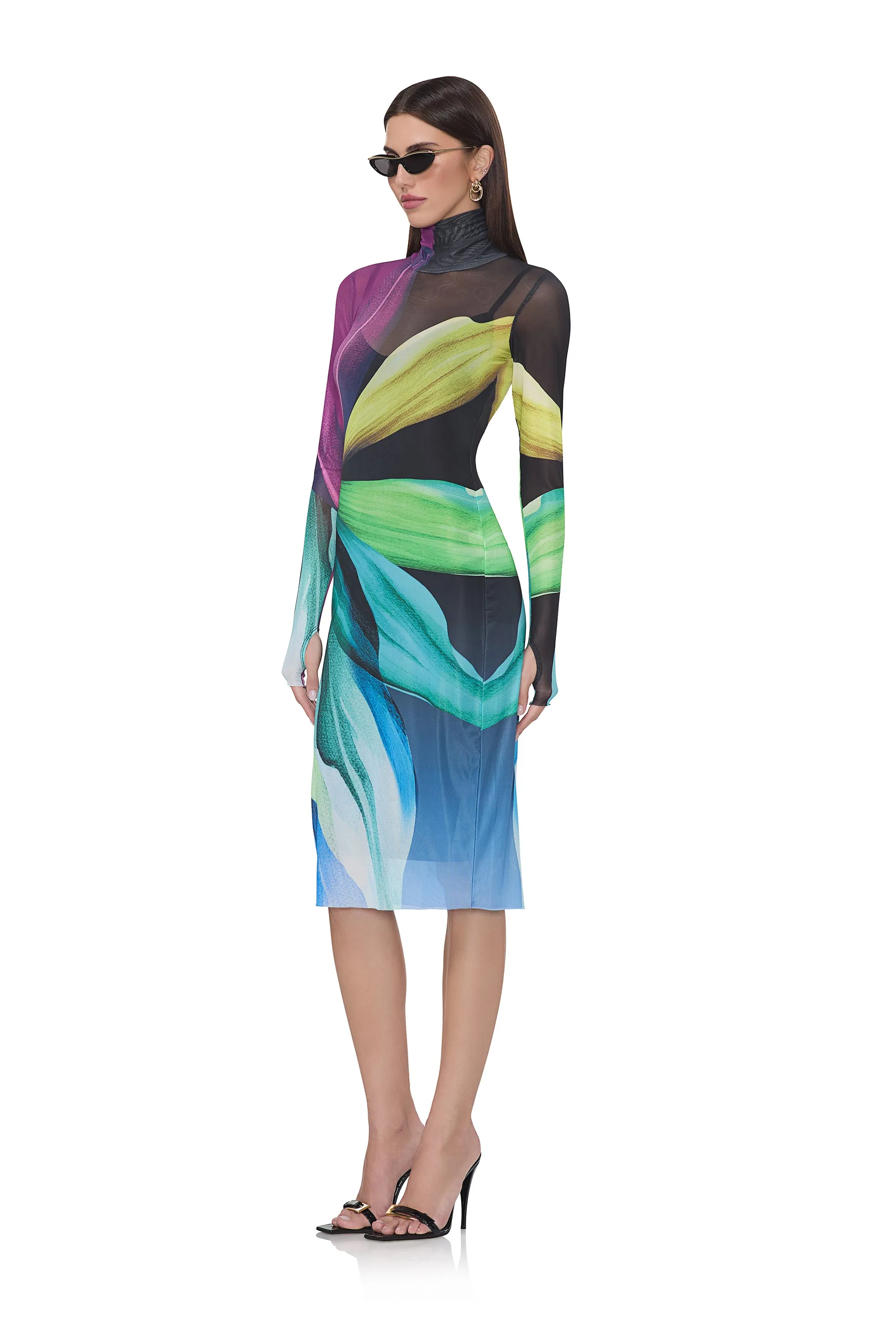 Shona Dress - Black Lotus sold by AFRM product image thumbnail 3