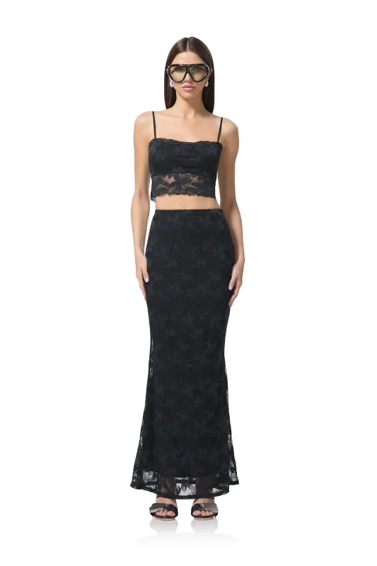 Tegan Lace Maxi Skirt - Noir sold by AFRM