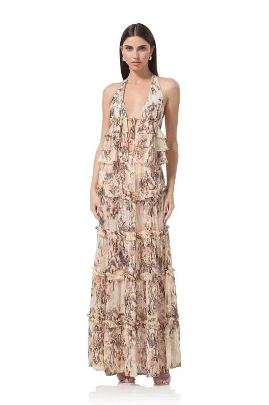 Sabina Maxi Skirt - Shine Snake sold by AFRM