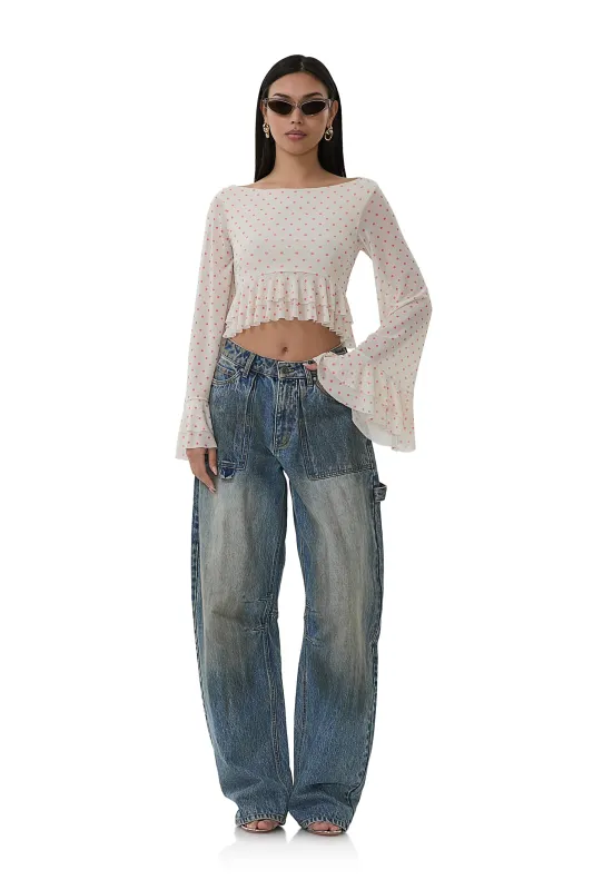 Inaya Top - Coral Micro Dot sold by AFRM