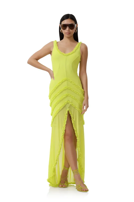 Landa Dress - Lime Punch sold by AFRM