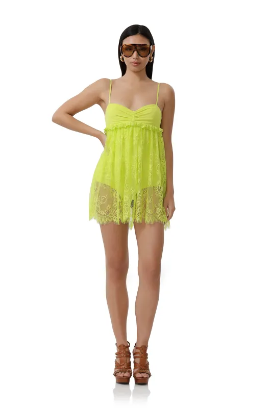 Aria Lace Dress - Lime Punch sold by AFRM