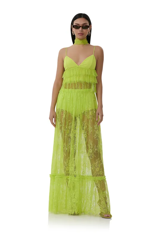 Allegra Lace Skirt - Lime Punch sold by AFRM