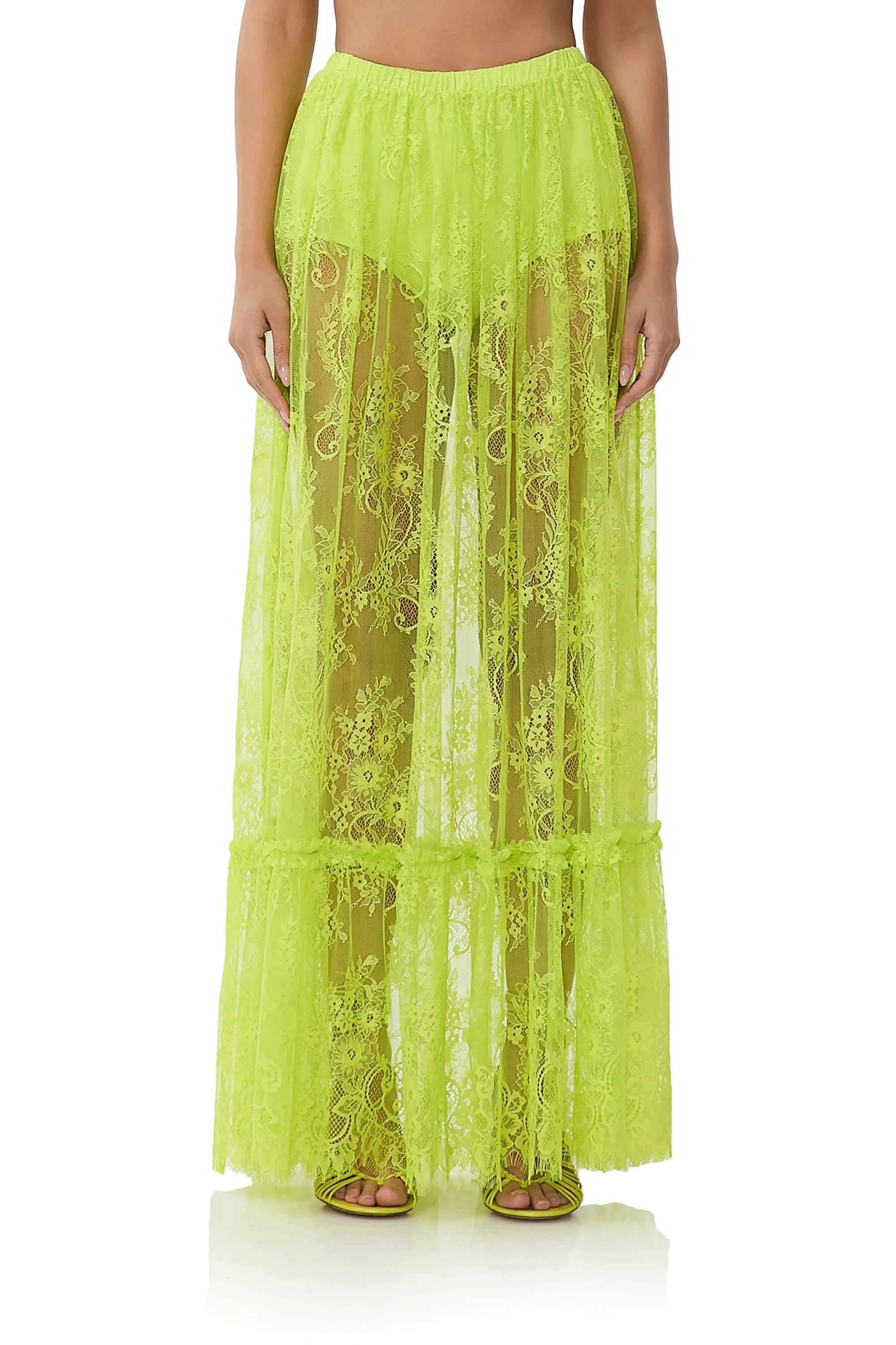 Allegra Lace Skirt - Lime Punch sold by AFRM product image thumbnail 2
