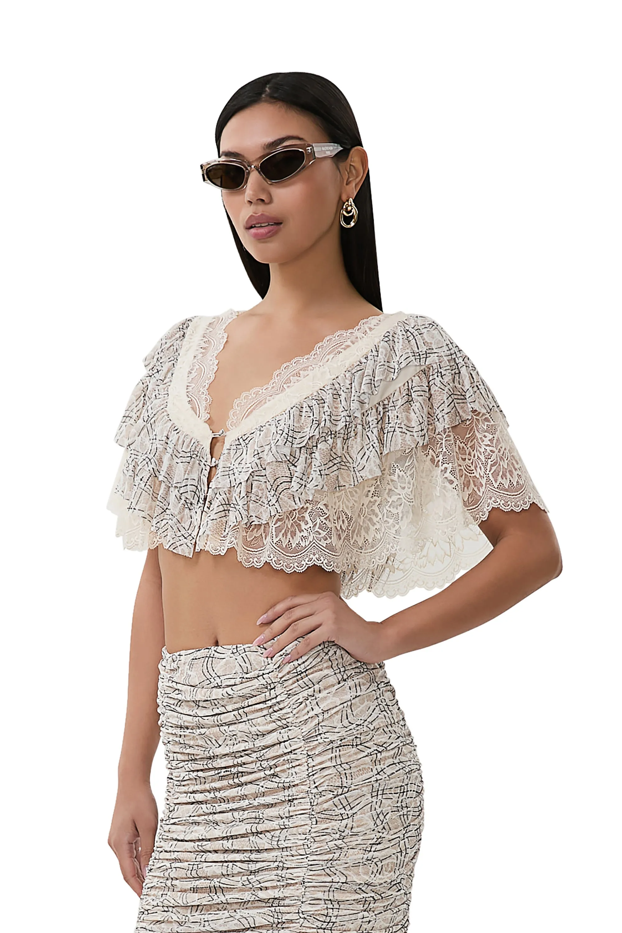 Mocha Top - Lace Plaid sold by AFRM product image thumbnail 2