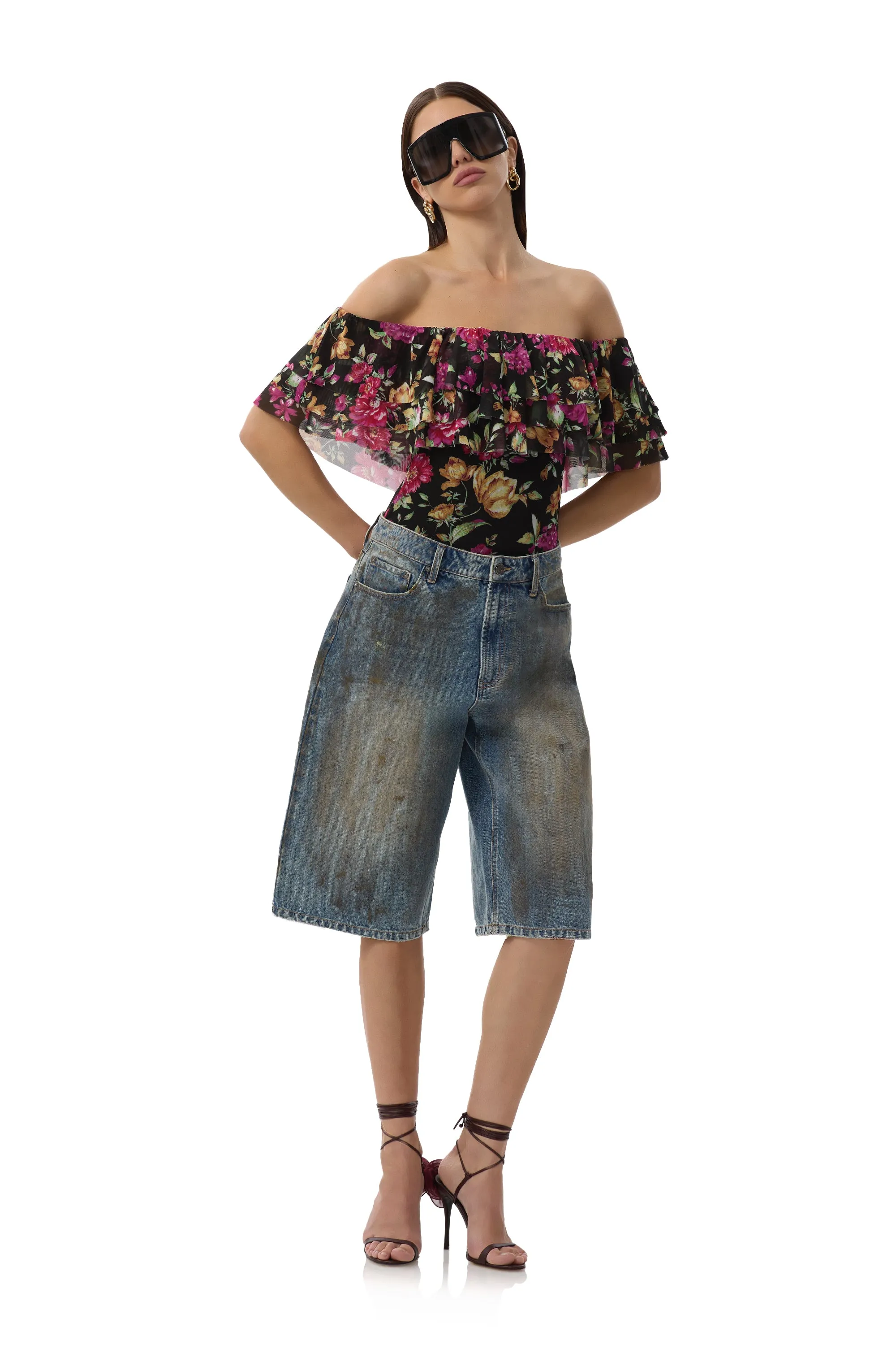 Ebba Bodysuit - Dusted Floral sold by AFRM