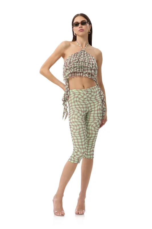 Gianna Capri Pant - Mint Plaid sold by AFRM