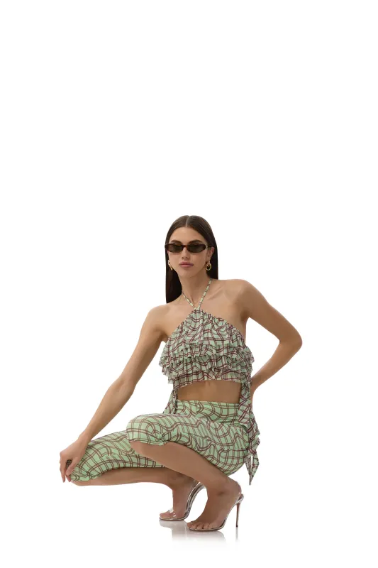 Agia Top - Mint Plaid sold by AFRM