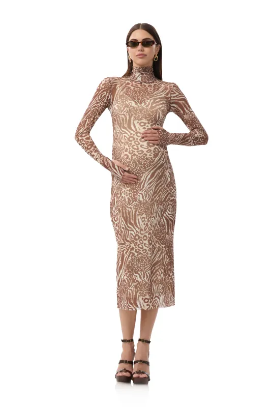 Shailene Dress - Taupe Animal sold by AFRM