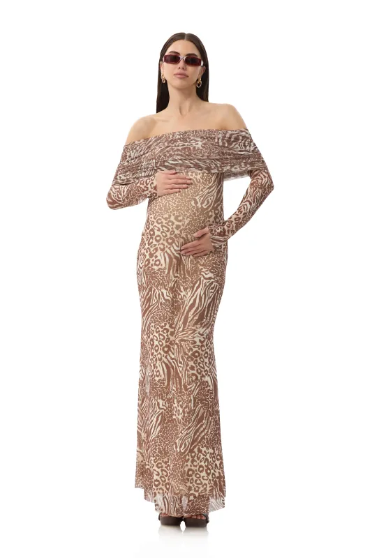 Thelma Dress - Taupe Animal sold by AFRM