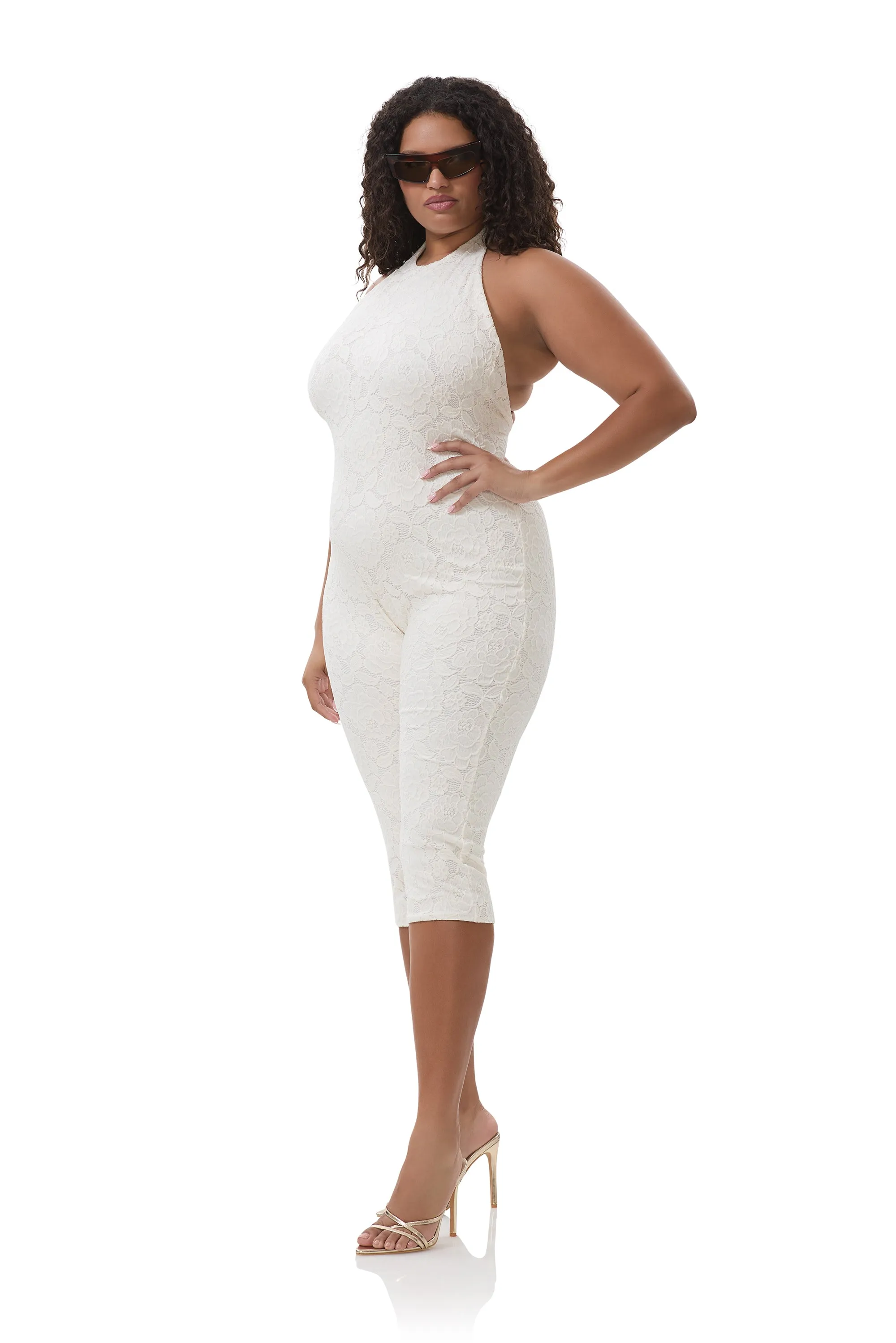 Lucia Crochet Lace Catsuit - Gardenia sold by AFRM product image thumbnail 4