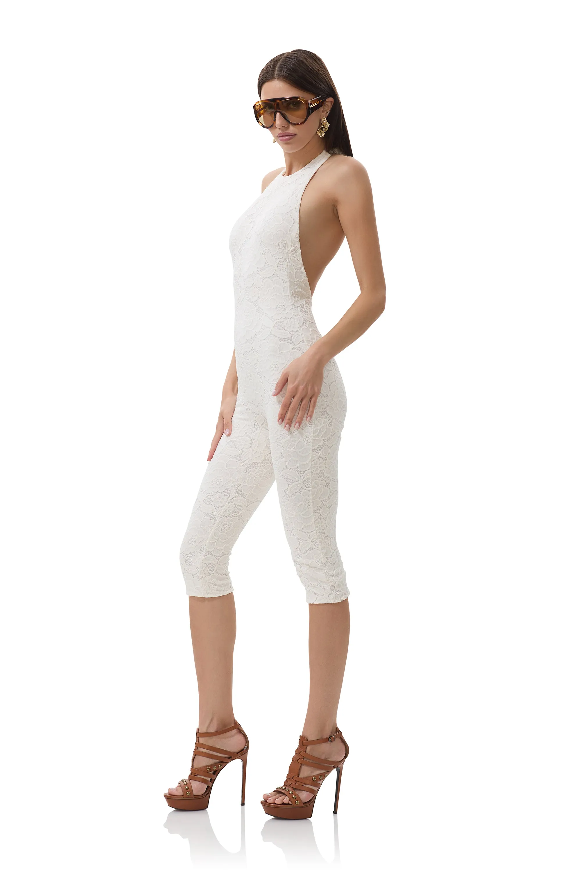 Lucia Crochet Lace Catsuit - Gardenia sold by AFRM product image thumbnail 3