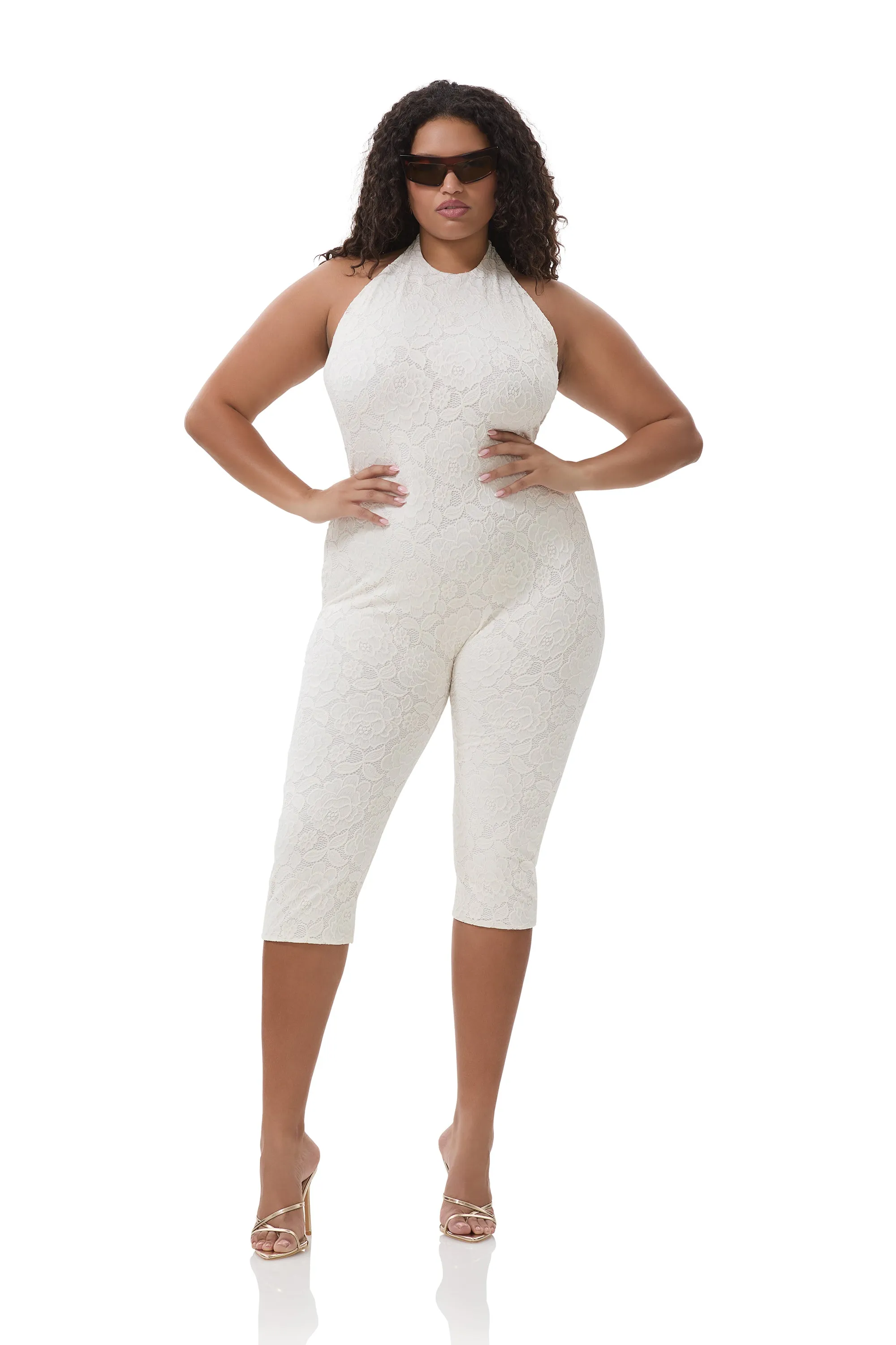 Lucia Crochet Lace Catsuit - Gardenia sold by AFRM product image thumbnail 2