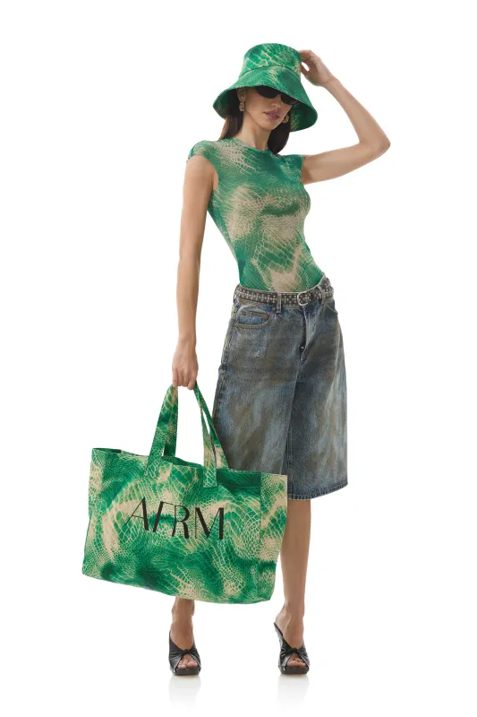 Nina Top - Green Snake sold by AFRM
