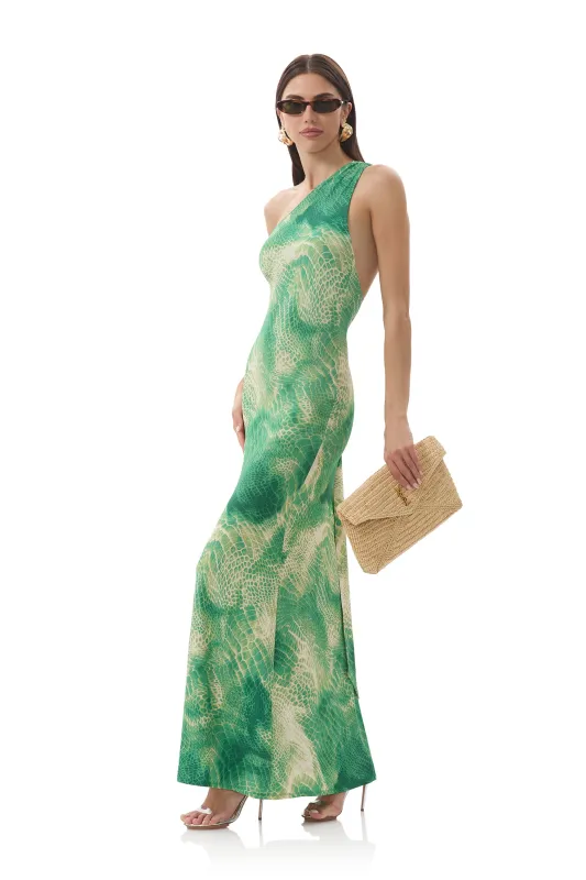 Carlotta Dress - Green Snake sold by AFRM