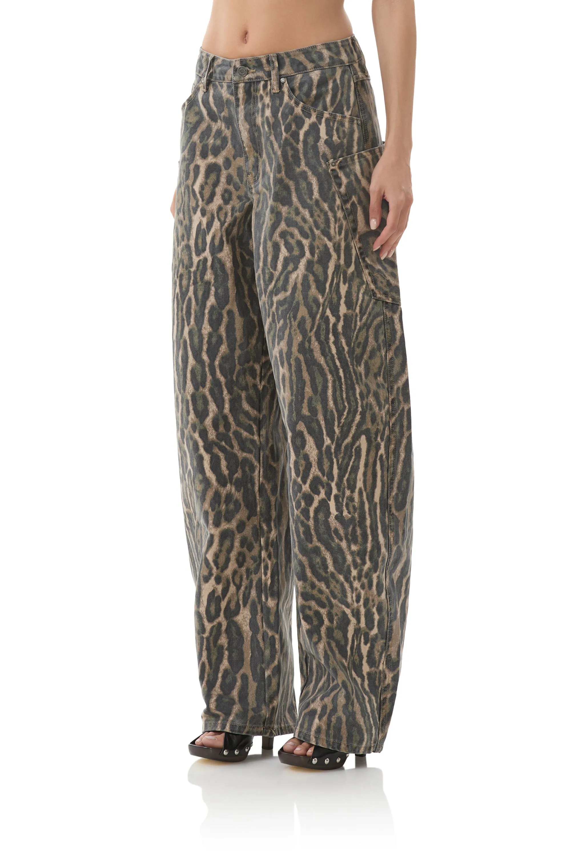 Bexley Barrel Pant - Camo Leopard sold by AFRM product image thumbnail 4