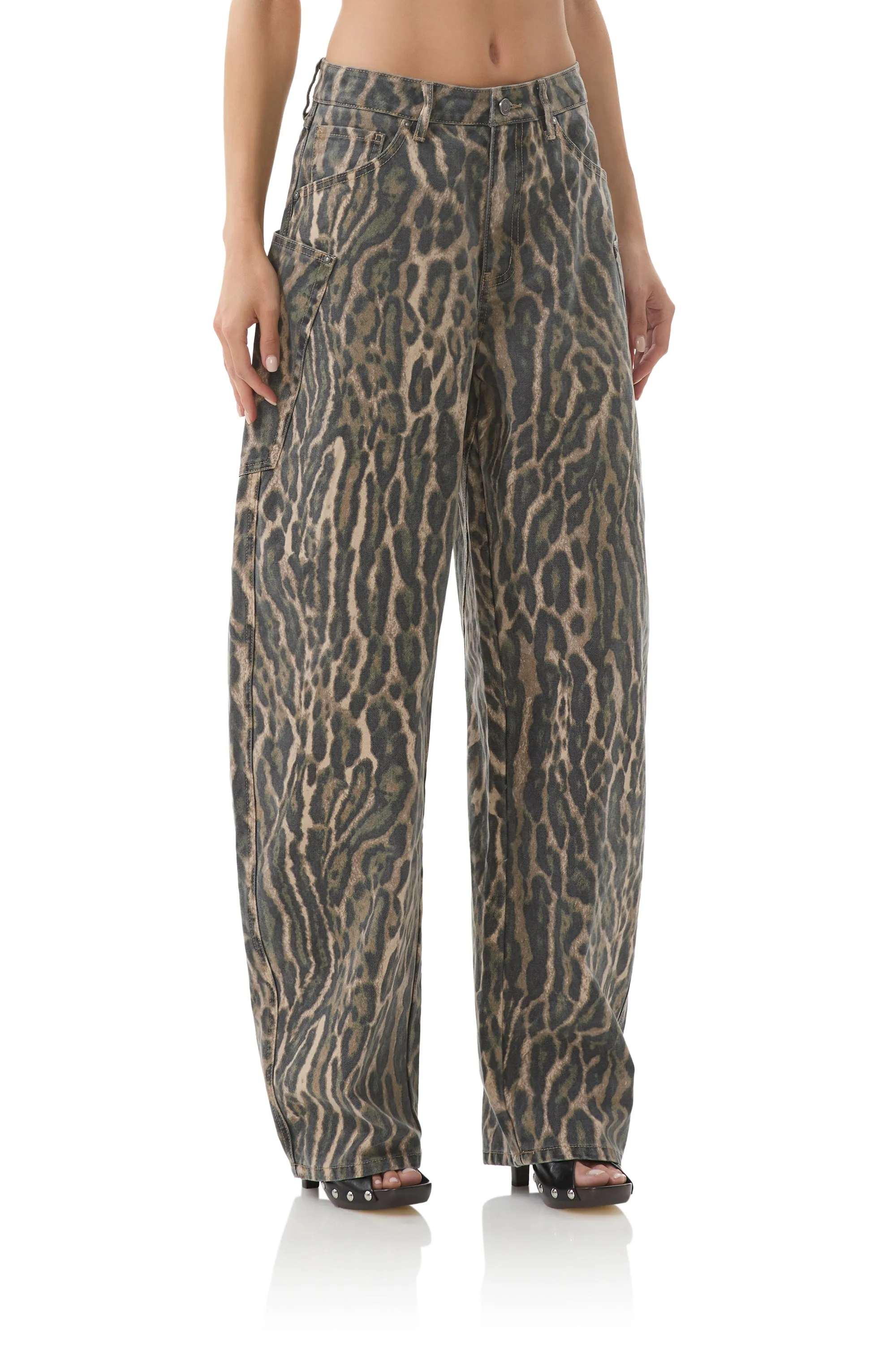 Bexley Barrel Pant - Camo Leopard sold by AFRM product image thumbnail 3