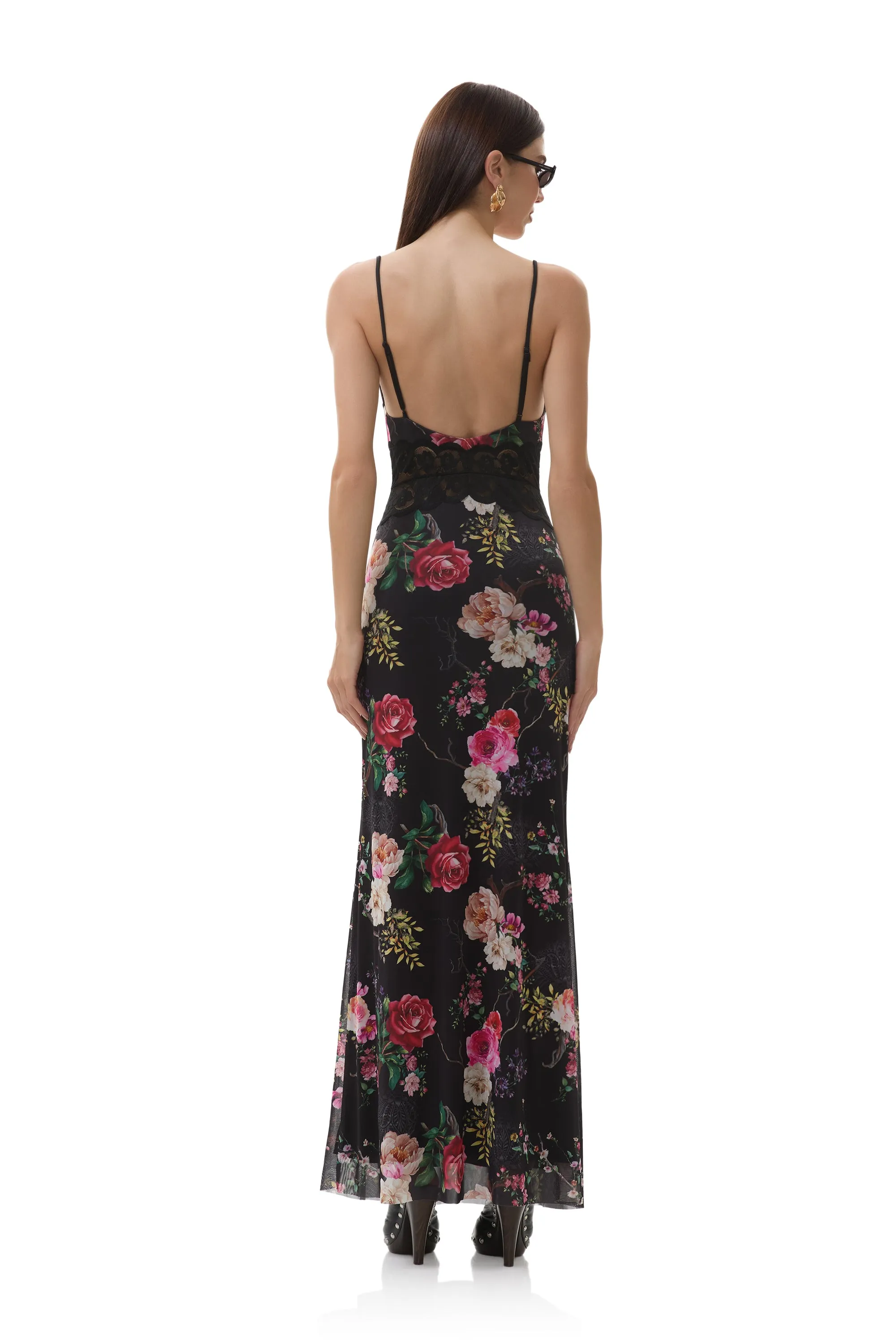 Elyse Dress - Noir Summer Rose sold by AFRM product image thumbnail 4