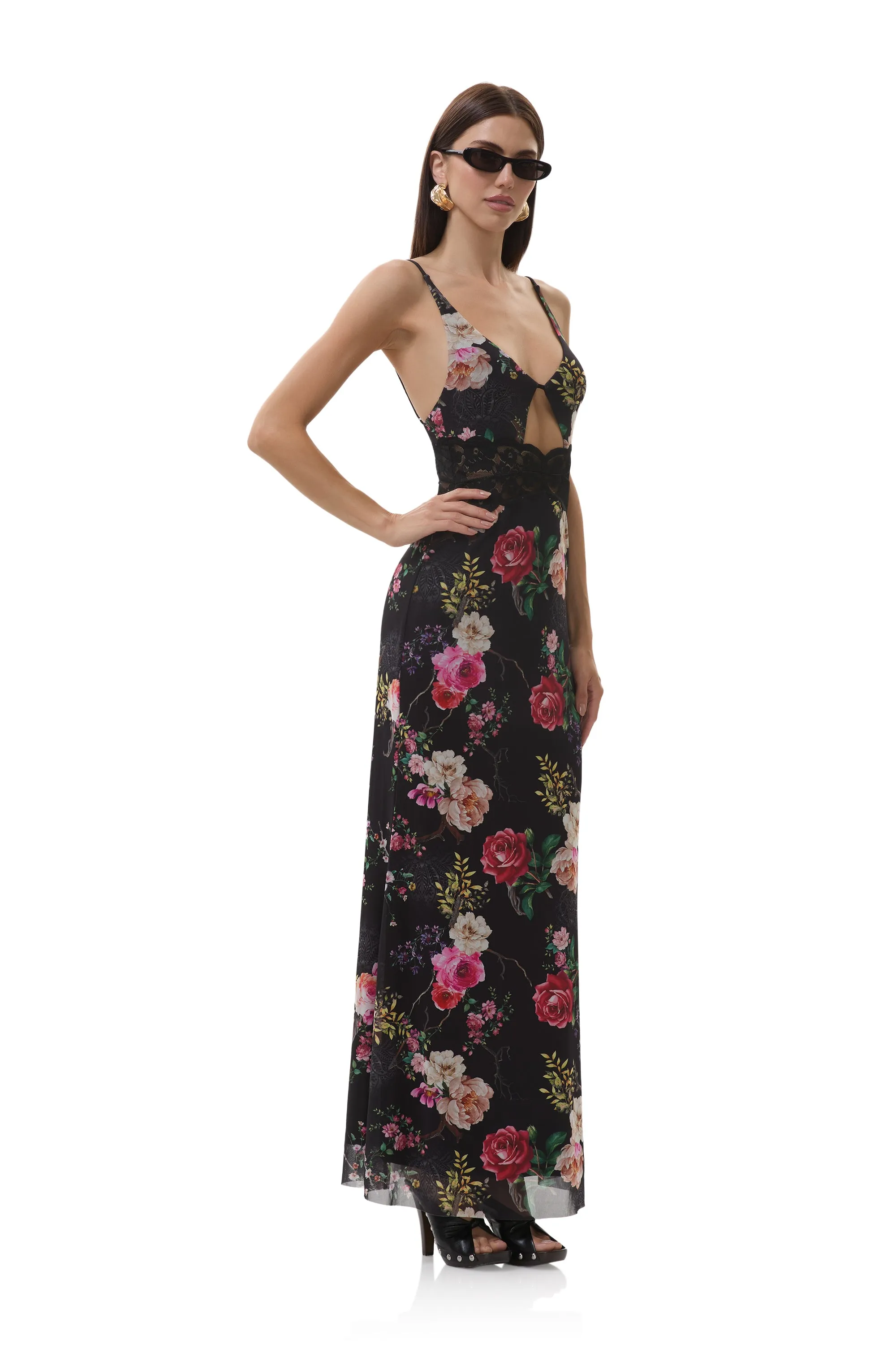 Elyse Dress - Noir Summer Rose sold by AFRM product image thumbnail 2