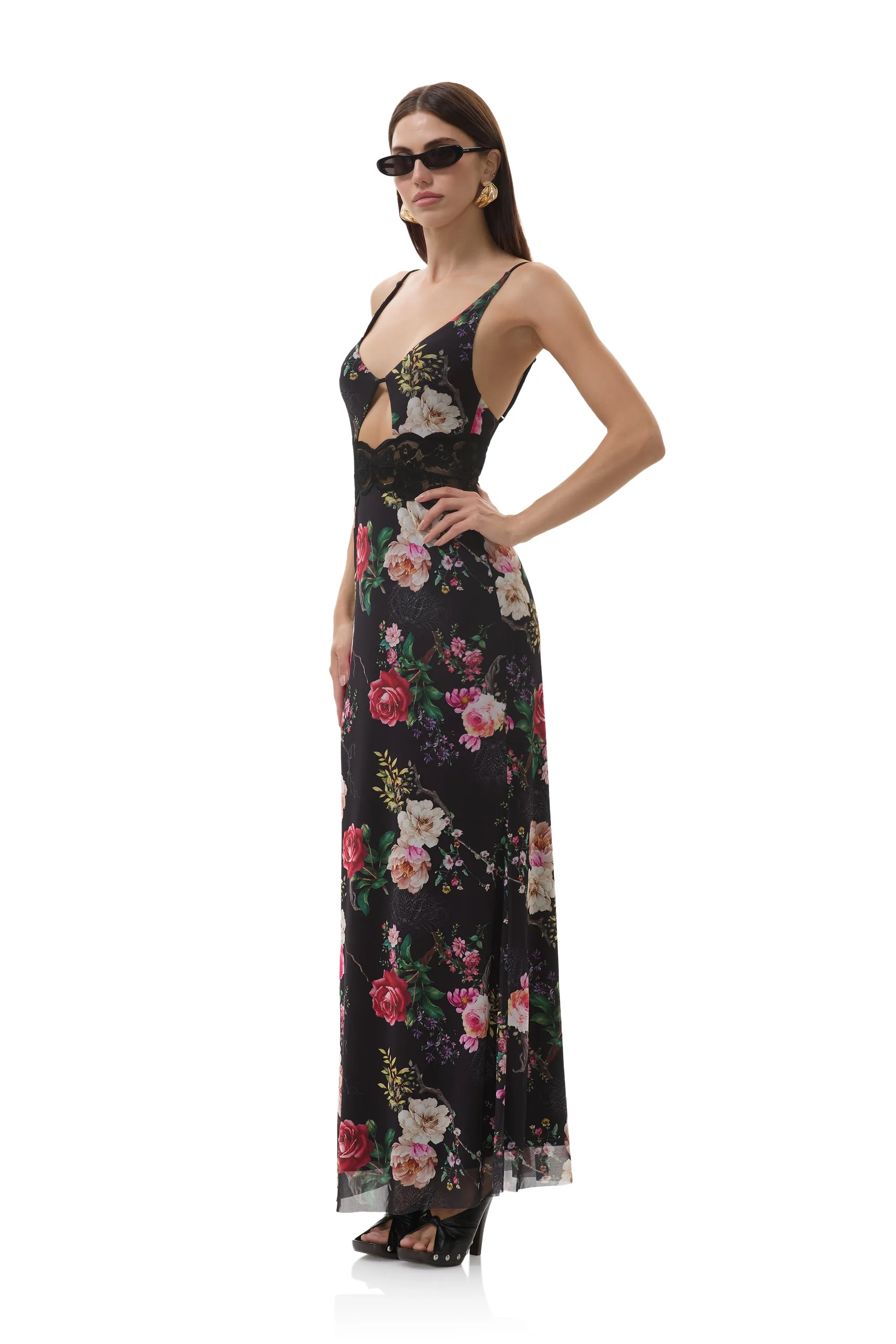 Elyse Dress - Noir Summer Rose sold by AFRM product image thumbnail 3