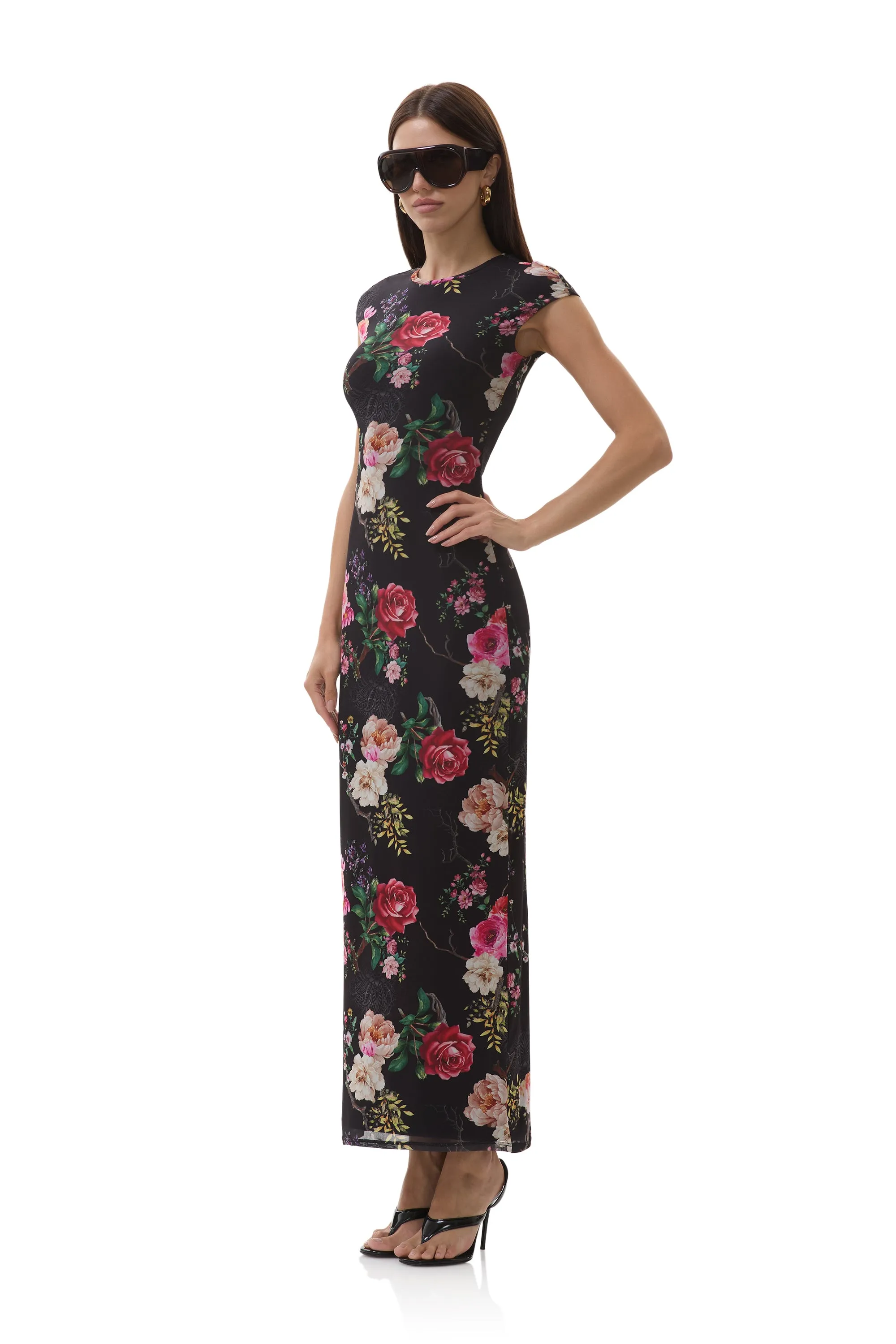 Cody Dress - Noir Summer Rose sold by AFRM product image thumbnail 5