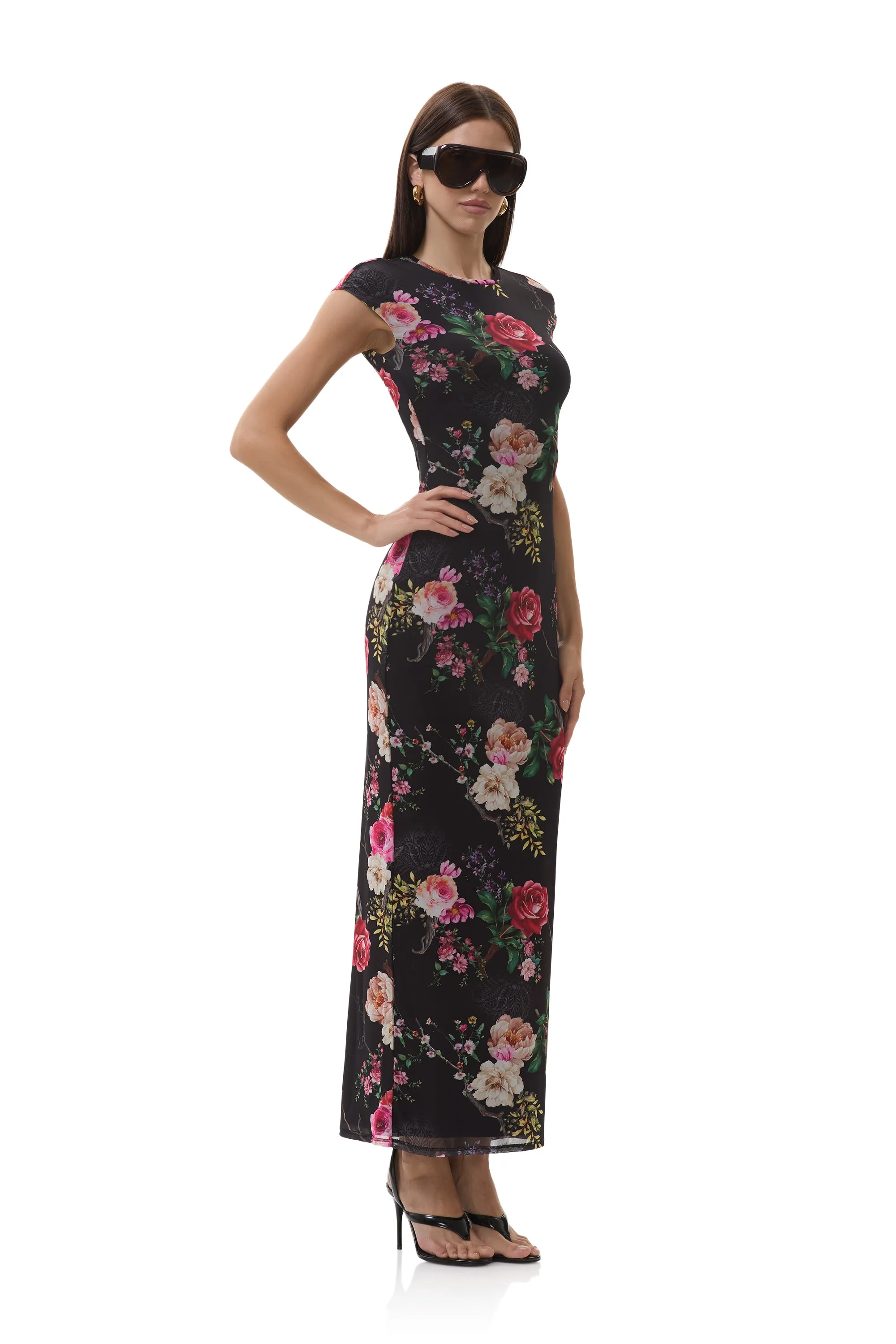 Cody Dress - Noir Summer Rose sold by AFRM product image thumbnail 3