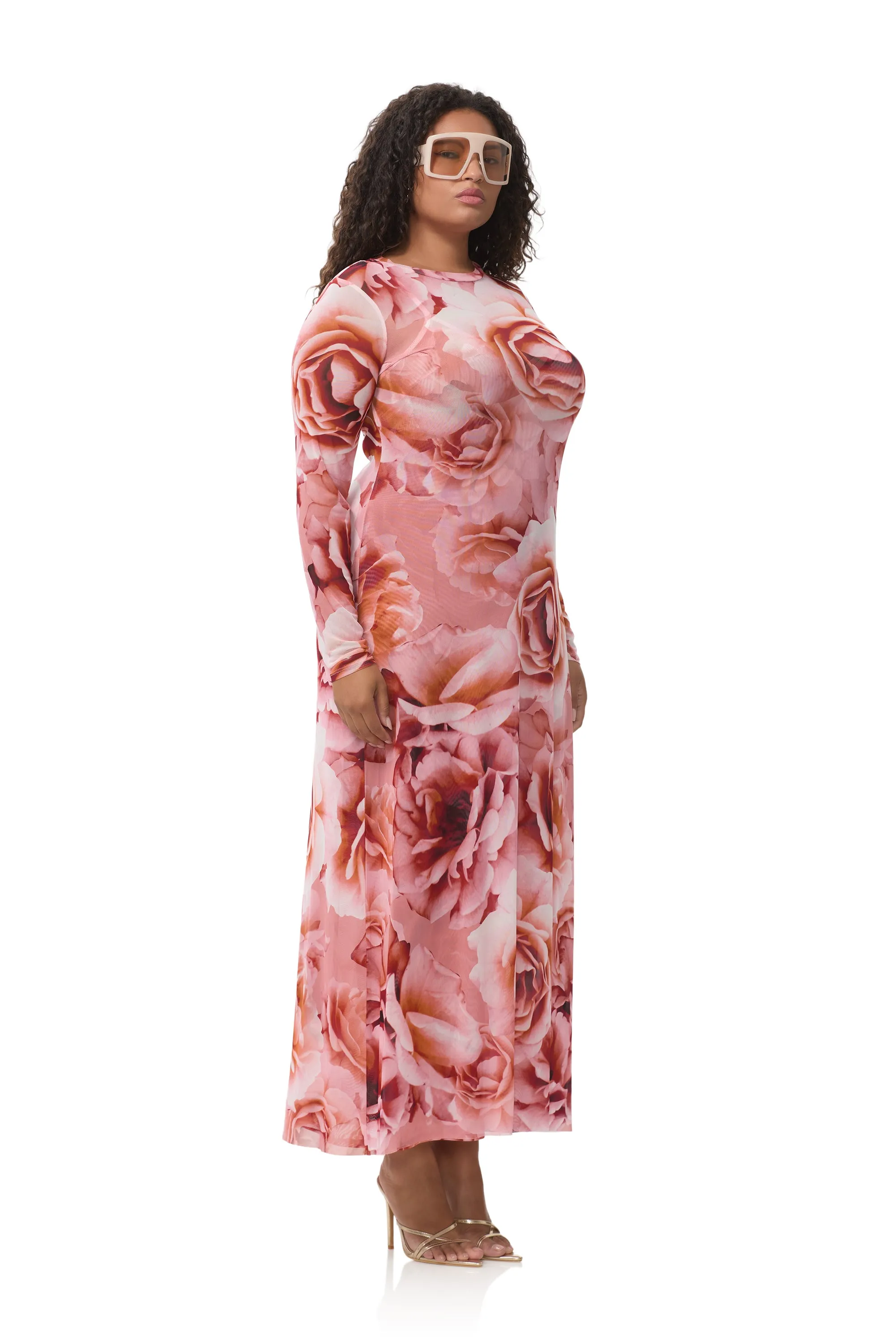 Paola Dress - Peach Roses sold by AFRM product image thumbnail 4