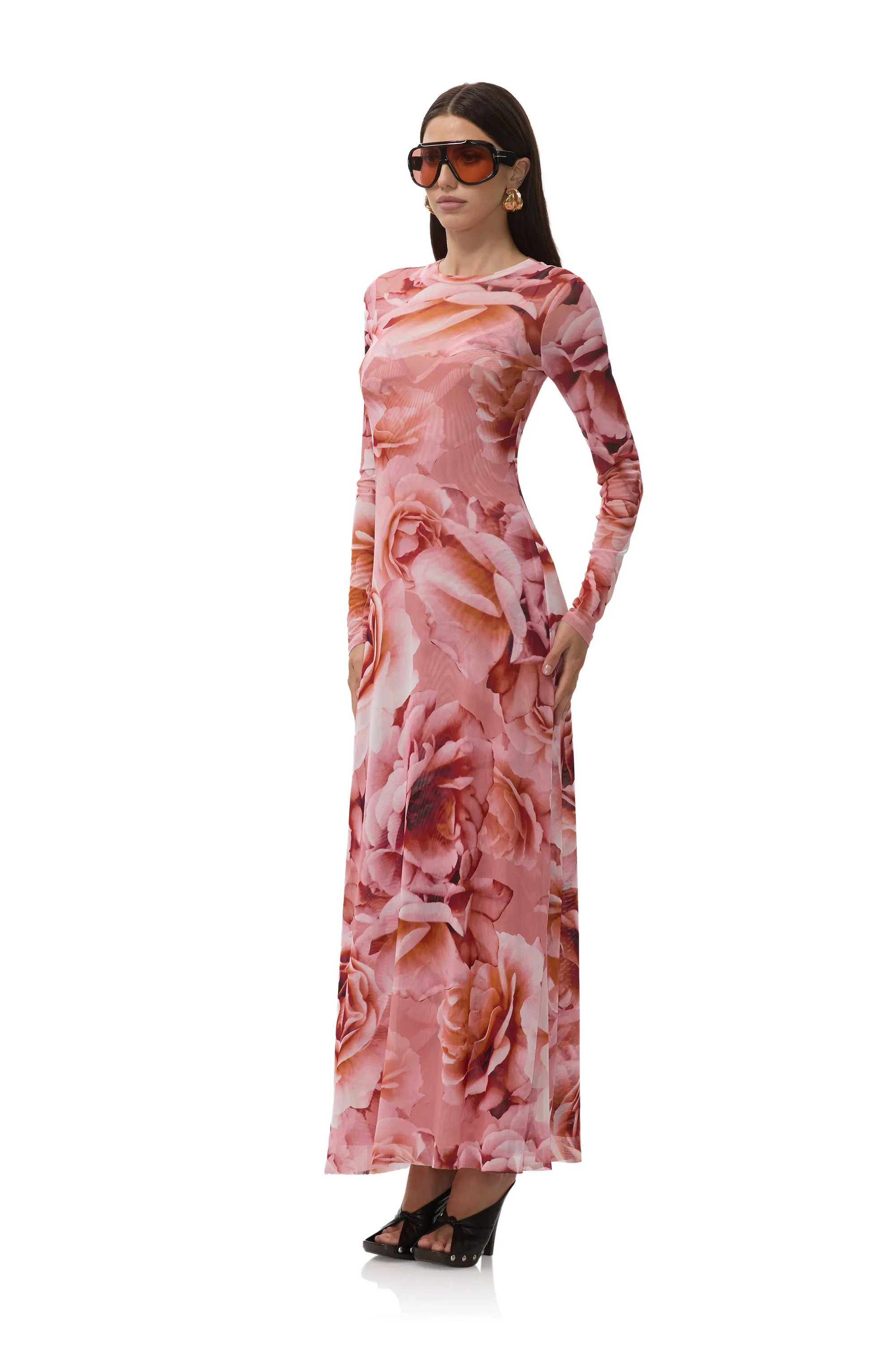Paola Dress - Peach Roses sold by AFRM product image thumbnail 5