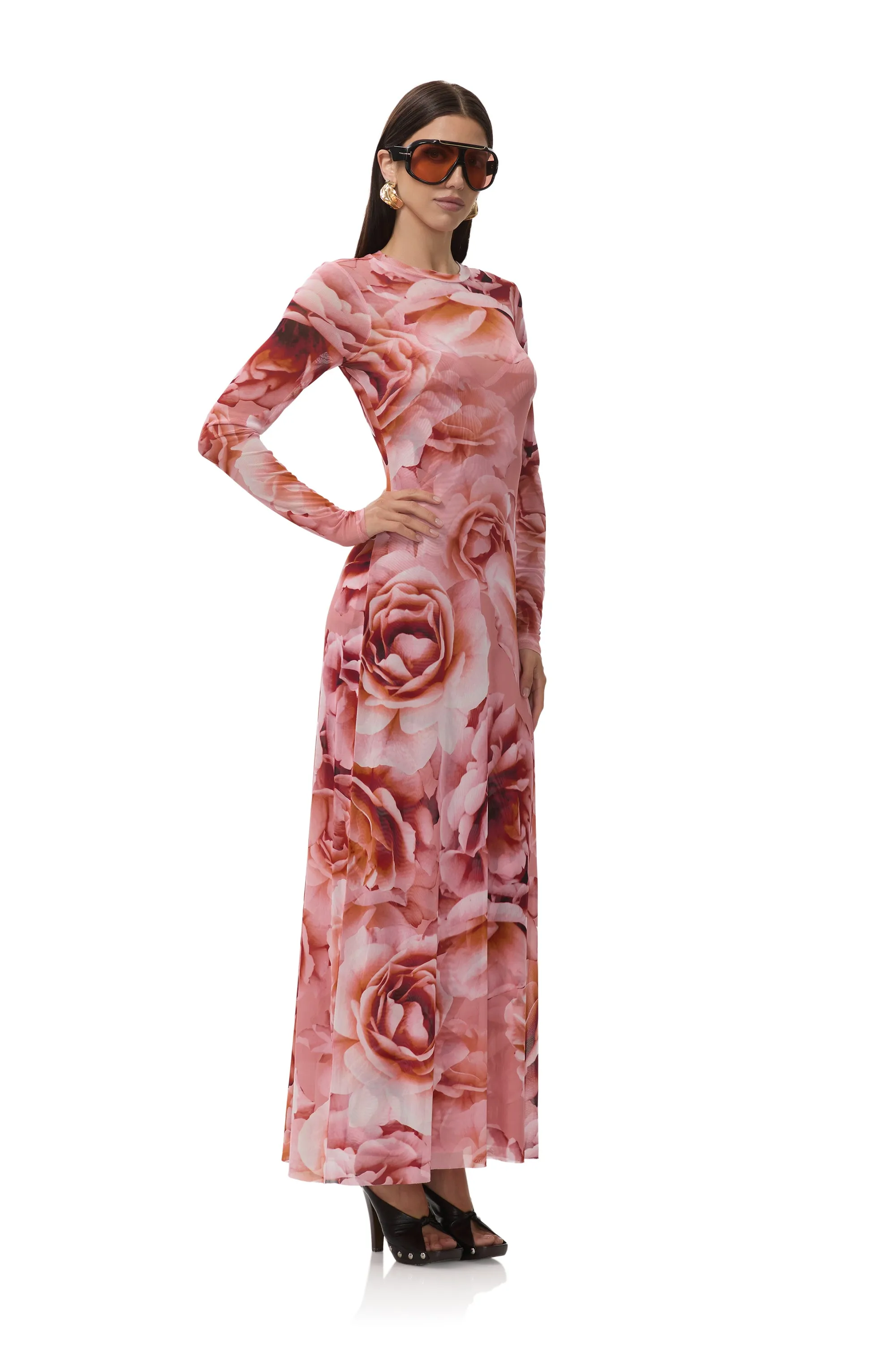 Paola Dress - Peach Roses sold by AFRM product image thumbnail 3