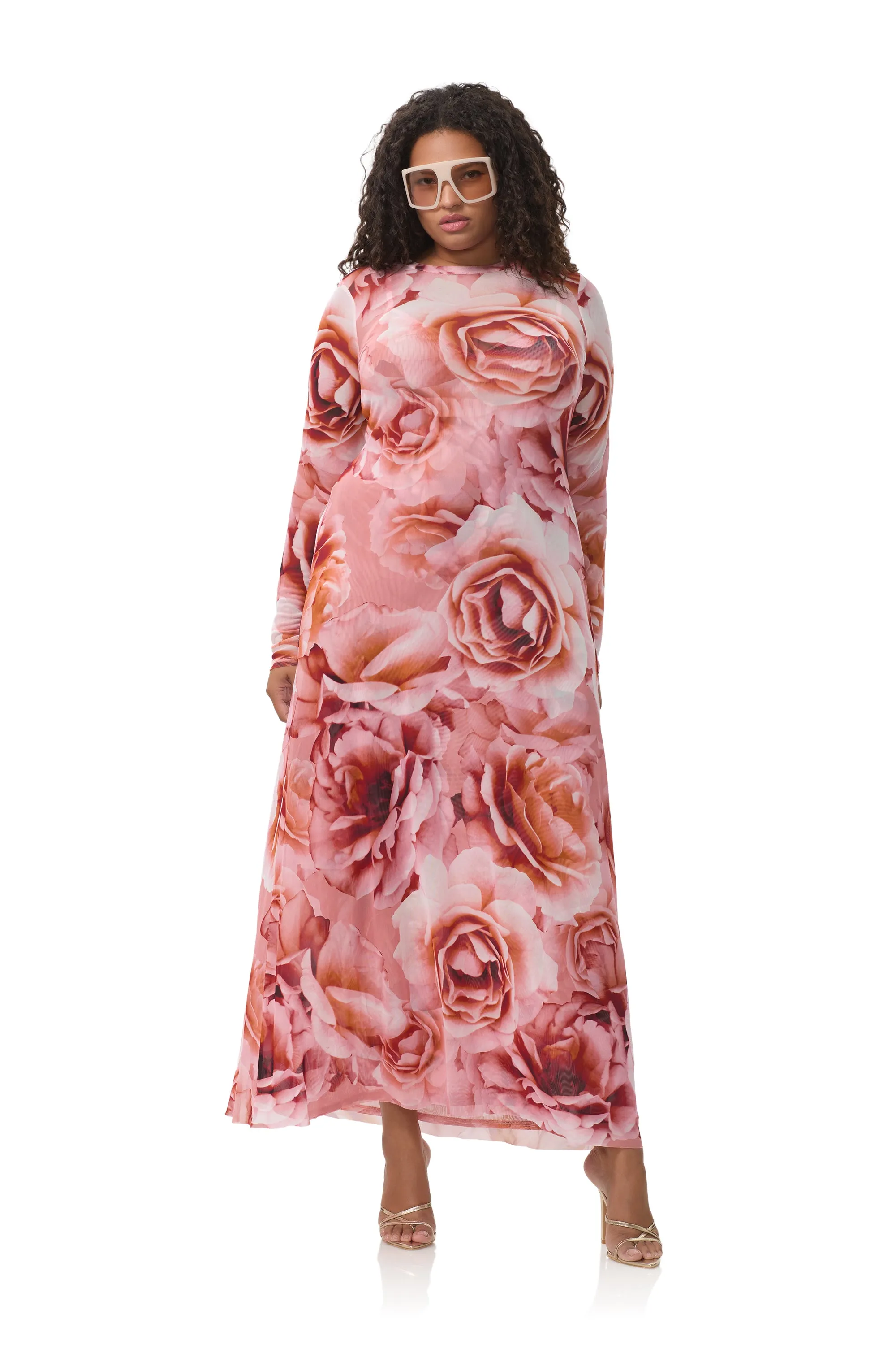 Paola Dress - Peach Roses sold by AFRM product image thumbnail 2