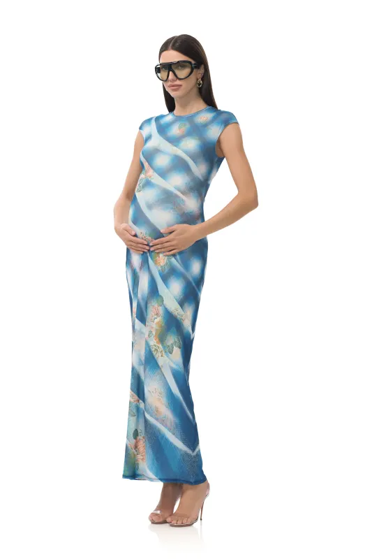 Cody Dress - Blue Floral Plaid sold by AFRM