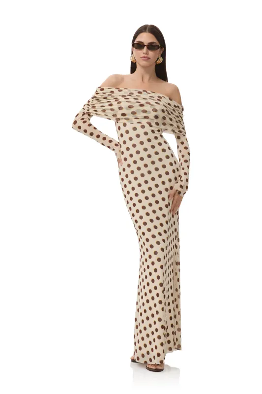 Thelma Dress - Gold Halo Dot sold by AFRM