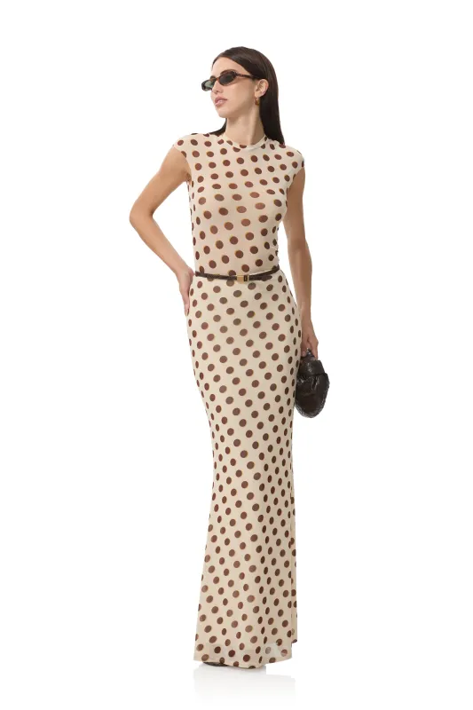 Tegan Maxi Skirt - Gold Halo Dot sold by AFRM