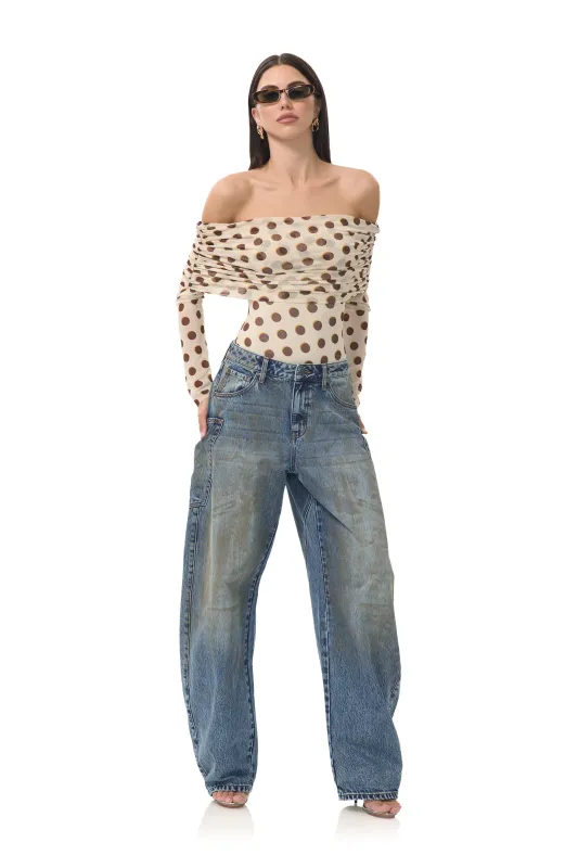 Maxine Bodysuit - Gold Halo Dot sold by AFRM