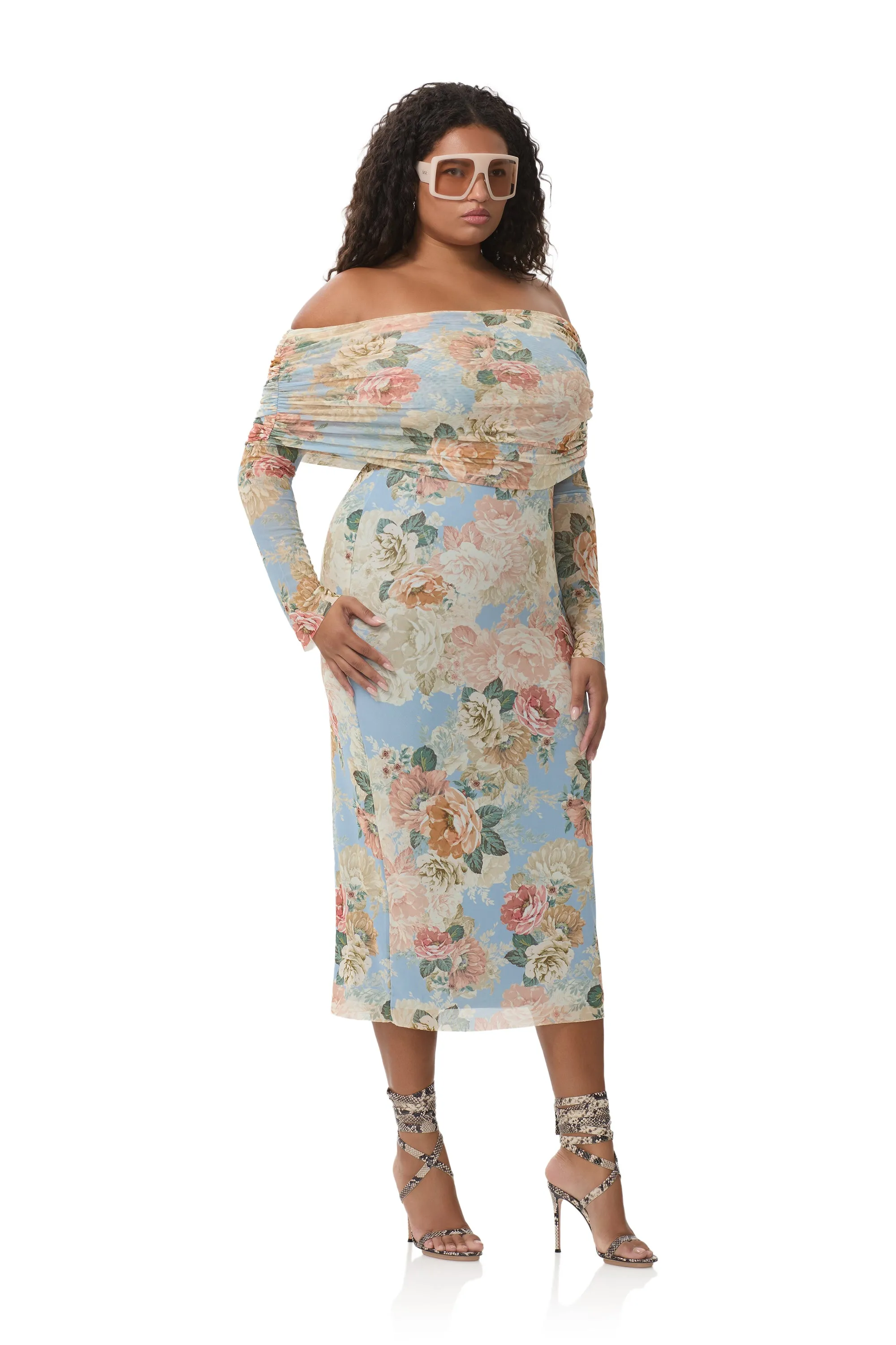 Cornelia Dress - Soft Slate Bloom sold by AFRM product image thumbnail 4