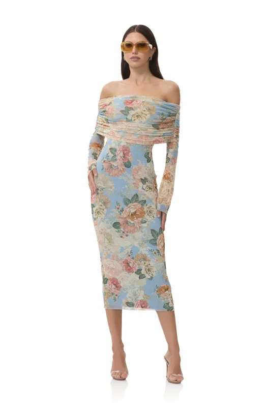 Cornelia Dress - Soft Slate Bloom sold by AFRM