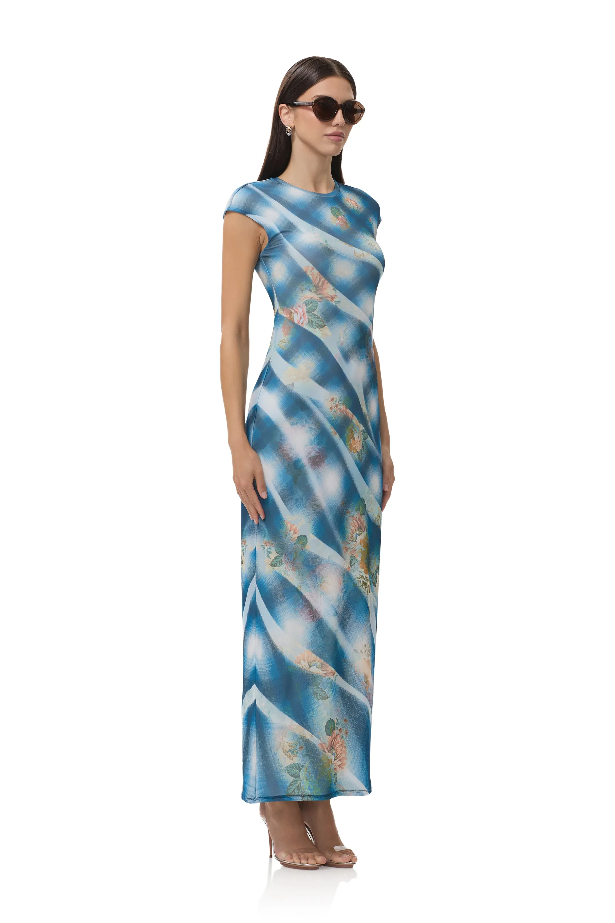 Cody Dress - Blue Floral Plaid sold by AFRM product image thumbnail 2
