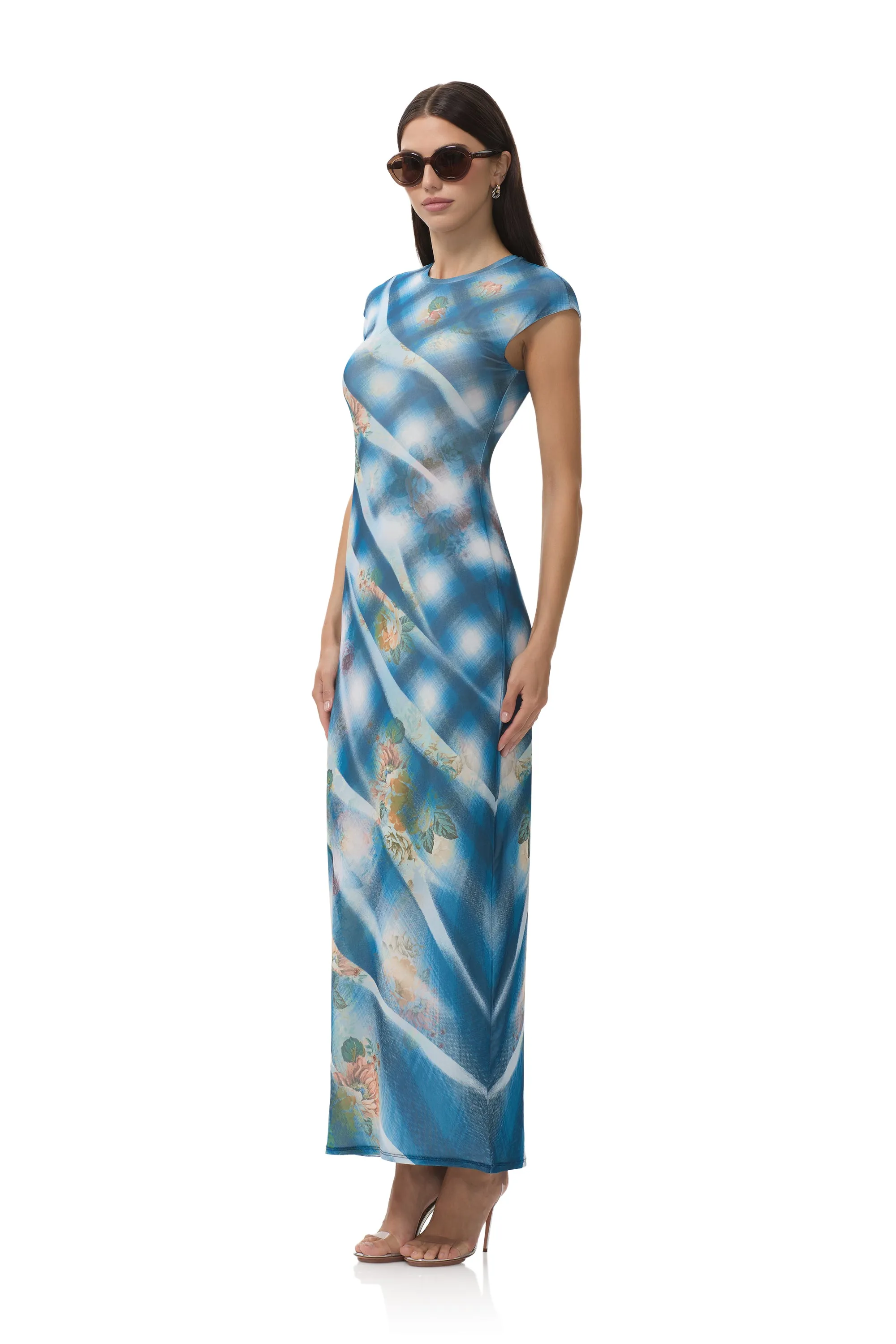 Cody Dress - Blue Floral Plaid sold by AFRM product image thumbnail 3