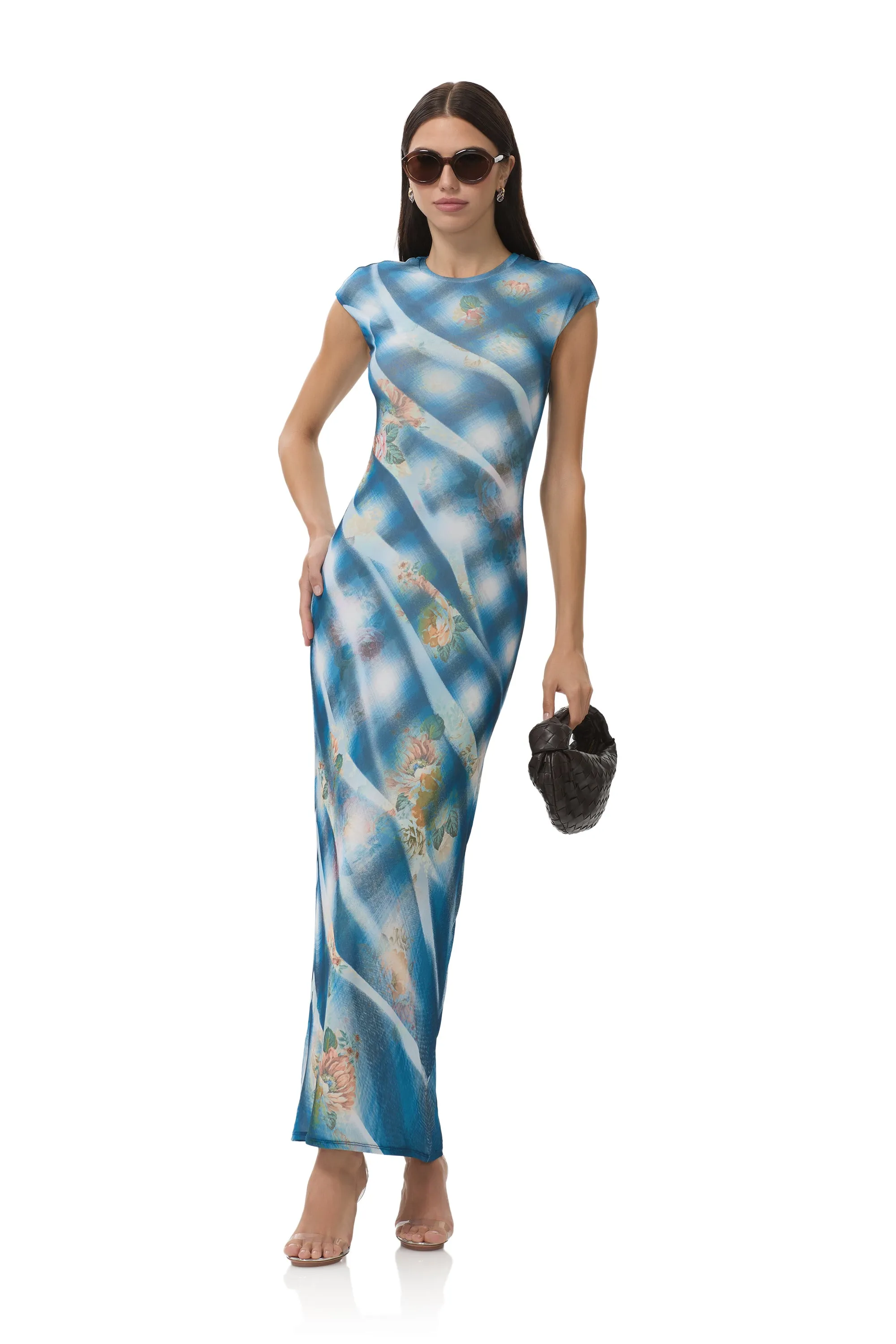 Cody Dress - Blue Floral Plaid sold by AFRM